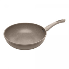 Imagem de FRIGIDEIRA WOK DE INDUÇÃO CHEF PRO TAUPE ALUMÍNIO REVESTIDA EM CERÂMICA - LYOR - Coliseu Presentes Ltda