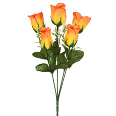Imagem de BUQUÊ DECORATIVO DE BOTÕES DE ROSAS LARANJA EM PLÁSTICO MOLDÁVEL 30X10CM - GRILLO - Grillo Ltda