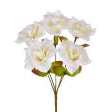 Imagem de BUQUÊ PERMANENTE DECORATIVO DE ROSAS CREME OUTONO EM PLÁSTICO MOLDÁVEL - GRILLO - Grillo Ltda