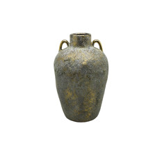 Imagem de VASO DECORATIVO EM CERÂMICA COR DOURADO COM CINZA 28X18X18 CM - MABRUK - Mabruk Importacao E Comercio Ltda