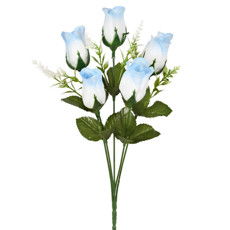 Imagem de BUQUÊ DECORATIVO DE BOTÕES DE ROSAS AZUIS EM PLÁSTICO MOLDÁVEL 30X10CM - GRILLO - Grillo Ltda