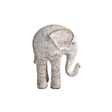 Imagem de ESCULTURA ELEFANTE DE PERNA ALONGADA EM RESINA BRANCA E MARROM 19X14X9CM ENTRECASA - Inverno Verao Comercio De Modas E Decoracao Eireli
