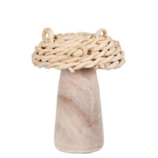 Imagem de ADORNO DECORATIVO FORMATO COGUMELO EM MADEIRA NATURAL E FIBRA 17X14CM - GRILLO - Grillo Ltda