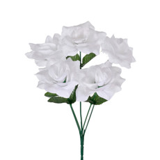 Imagem de BUQUÊ PERMANENTE DECORATIVO DE ROSAS BRANCAS EM PLÁSTICO MOLDÁVEL 30X12CM - GRILLO - Grillo Ltda