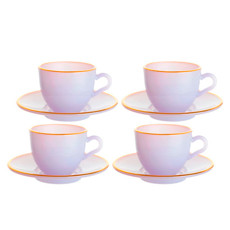 Imagem de CONJUNTO 4 XÍCARAS 85ML COM PIRES LILÁS LEITOSO E BORDA DOURADA 9X11CM - HAÜSKRAFT - Etilux Industria E Comercio Ltda