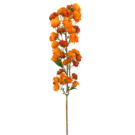 Imagem HASTE DECORATIVA PERMANENTE DE MINI FLOR BALÃO LARANJA EM PLÁSTICO 73X22 CM - GRILLO