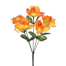 Imagem de BUQUÊ PERMANENTE DECORATIVO DE ROSAS LARANJA EM PLÁSTICO MOLDÁVEL 30X13CM - GRILLO - Grillo Ltda