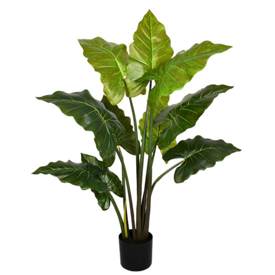 Imagem PLANTA PERMANENTE FOLHAS TARO GIGANTE TOQUE REAL VERDE EM PLÁSTICO COM POTE - GRILLO