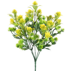 Imagem de BUQUÊ DECORATIVO DE MINI FOLHAS E BOTÕES AMARELOS EM PLÁSTICO MOLDÁVEL - GRILLO - Grillo Ltda