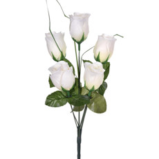 Imagem de BUQUÊ DECORATIVO DE BOTÕES DE ROSAS BRANCAS EM CETIM E PLÁSTICO MOLDÁVEL - GRILLO - Grillo Ltda