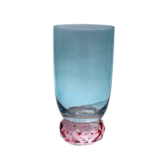 Imagem TAÇA DE VIDRO 460ML AZUL COM BASE ROSA 15X6X6CM - RIBEIRO E PAVANI