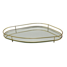 Imagem de BANDEJA FENCE ORGÂNICA ESPELHADA EM METAL DOURADO 3X41X23CM - HARA - Haredecor Ind E Com De Utilidades Ltda