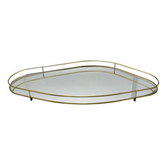 Imagem de BANDEJA FENCE ORGÂNICA ESPELHADA EM METAL DOURADO 3X59X33CM - HARA - Haredecor Ind E Com De Utilidades Ltda