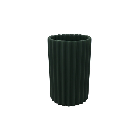 Imagem VASO DECORATIVO ESTRIADO VERDE OLIVA FOSCO 26X17X17CM - CERÂMICA ANA MARIA