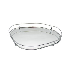 Imagem de BANDEJA FENCE ORGÂNICA ESPELHADA EM METAL CROMADO 4X29X17CM - HARA - Haredecor Ind E Com De Utilidades Ltda