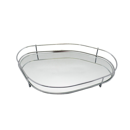 Imagem BANDEJA FENCE ORGÂNICA ESPELHADA EM METAL CROMADO 4X29X17CM - HARA