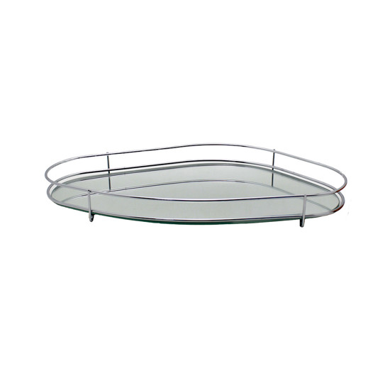 Imagem BANDEJA FENCE ORGÂNICA ESPELHADA EM METAL CROMADO 3X41X23CM - HARA