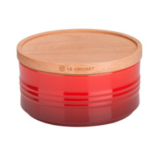 Imagem de POTE VERMELHO EM CERÂMICA 420ML COM TAMPA DE MADEIRA 6X13,8X13,8CM - LE CREUSET - Le Creuset Do Brasil 