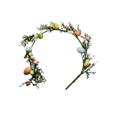 Imagem de FESTÃO COLORIDO EM PLÁSTICO E ARAME DE PÁSCOA COM OVOS E FOLHAS VERDES - TOK DA CASA - Cromus Embalagens Ind. E Com. Ltda