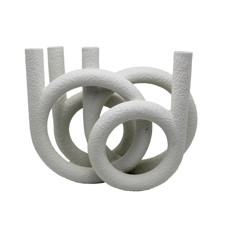 Imagem de CASTIÇAL BRANCO TRÊS CIRCULOS DECORATIVO EM RESINA 29X36X14 CM - CROSS - Cross Comercial Ltda