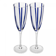 Imagem de CONJUNTO 2 TAÇAS PARA CHAMPANHE AZURA 200ML AZUL EM VIDRO 25X7,5X7,5CM - WOLFF - Rojemac Impotacao E Exportacao Ltda