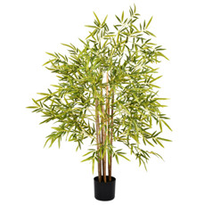 Imagem de PLANTA BAMBU DECORATIVO 4 HASTES REAIS E FOLHAGEM VERDE EM PLÁSTICO 120X80CM - GRILLO - Grillo Ltda