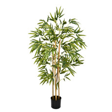 Imagem de PLANTA BAMBU DECORATIVO 4 HASTES REAIS E FOLHAGEM VERDE EM PLÁSTICO 120X65CM - GRILLO - Grillo Ltda