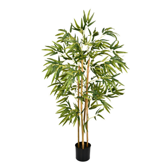 Imagem PLANTA BAMBU DECORATIVO 4 HASTES REAIS E FOLHAGEM VERDE EM PLÁSTICO 120X65CM - GRILLO