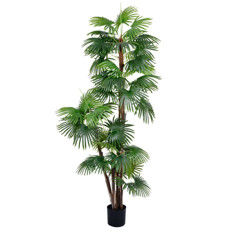 Imagem de PLANTA DECORATIVA PALMEIRA LEQUE VERDE EM PLÁSTICO NO POTE EM MELAMINA - GRILLO - Grillo Ltda