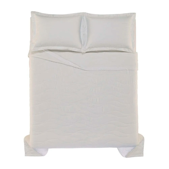 Imagem COLCHA COM PORTA TRAVESSEIROS QUEEN 100% ALGODÃO EGÍPCIO NOVARA BRANCO - TRUSSARDI