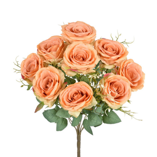Imagem BUQUÊ DECORATIVO PERMANENTE DE ROSAS MOSTARDA EM PLÁSTICO MOLDÁVEL 45X10CM - GRILLO