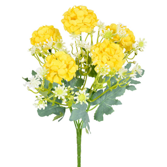 Imagem BUQUÊ DECORATIVO DE CRISÂNTEMO AMARELO EM PLÁSTICO MOLDÁVEL 18X17CM - GRILLO
