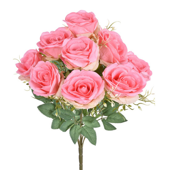 Imagem BUQUÊ DECORATIVO PERMANENTE DE ROSAS COR ROSA EM PLÁSTICO MOLDÁVEL 45X10CM - GRILLO
