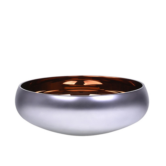 Imagem VASO REDONDO DECORATIVO DE VIDRO COR ALUMÍNIO 10,5X28X28CM - GRILLO
