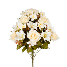 Imagem de BUQUÊ MISTO DECORATIVO DE ROSA LÍRIO E ORQUÍDEA CREME EM PLÁSTICO 54X30CM - GRILLO - Grillo Ltda
