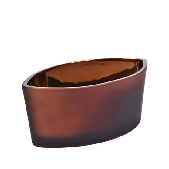 Imagem VASO OVAL DECORATIVO DE VIDRO COR BRONZE 8X19X11,5CM - GRILLO