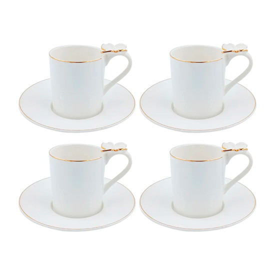 Imagem CONJUNTO RAMOUDIE 8 PEÇAS PARA CHÁ EM PORCELANA COM BORDA DOURADA - L'HERMITAGE