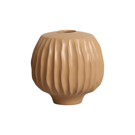 Imagem VASO DECORATIVO ESTRIADO EM CERÂMICA BEGE 21X20,5CM - CERÂMICA MAZZOTTI