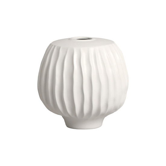 Imagem VASO DECORATIVO ESTRIADO EM CERÂMICA BRANCO FOSCO 21X20,5CM - CERÂMICA MAZZOTTI