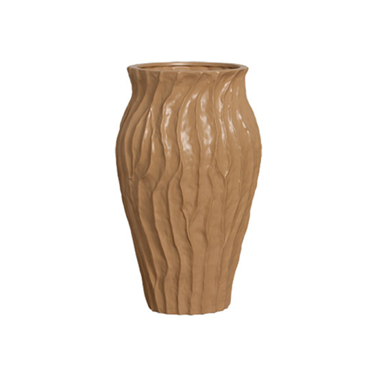 Imagem VASO DECORATIVO ESTRIADO EM CERÂMICA BEGE FOSCO 37,5X22CM - CERÂMICA MAZZOTTI