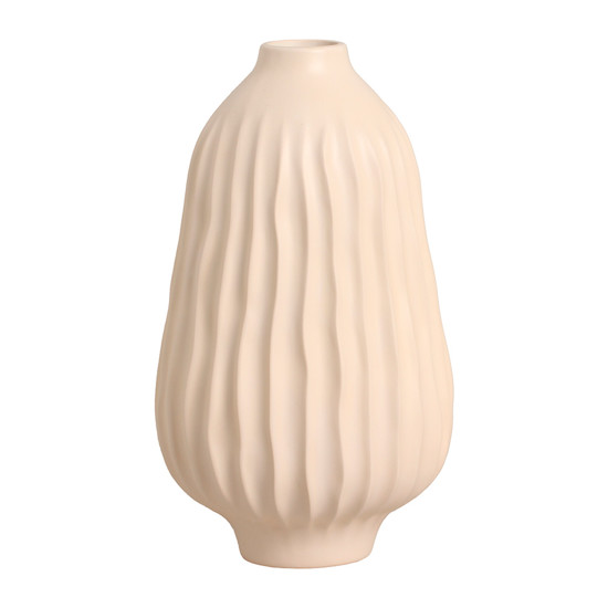 Imagem VASO DECORATIVO ESTRIADO EM CERÂMICA BRANCO FOSCO 34,4X19,5CM - CERÂMICA MAZZOTI