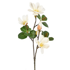 Imagem de HASTE DECORATIVA MAGNÓLIA CREME TOQUE REAL EM PLÁSTICO MOLDÁVEL 76X17CM - GRILLO - Grillo Ltda