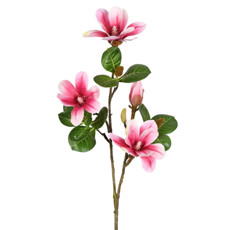 Imagem de HASTE DECORATIVA MAGNÓLIA ROSA TOQUE REAL EM PLÁSTICO MOLDÁVEL 76X17CM - GRILLO - Grillo Ltda