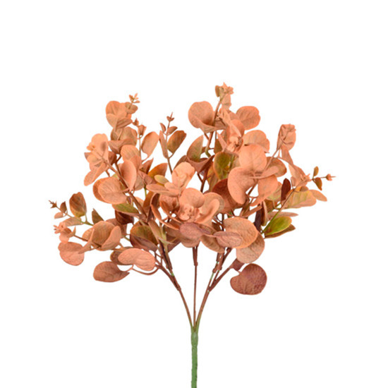 Imagem HASTE DECORATIVA DE FOLHAS DE EUCALIPTO LARANJA EM PLÁSTICO MOLDÁVEL 36X14CM - GRILLO