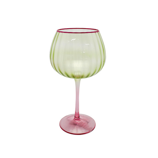 Imagem TAÇA DE VIDRO VERDE 540ML COM BASE PINK 21X10X10CM - RIBEIRO E PAVANI