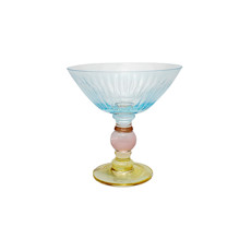 Imagem de TAÇA DE VIDRO AZUL TURQUESA 220ML COM BASE AMBAR 14X14X14CM - RIBEIRO E PAVANI - Ribeiro E Pavani Com Imp Exp