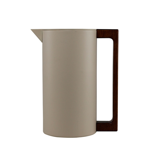Imagem GARRAFA TÉRMICA EM INOX 1L BRUSQUE BEGE COM ALÇA EM MADEIRA 21X17X11CM - TUUT