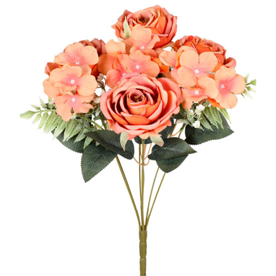 Imagem BUQUÊ DECORATIVO DE ROSAS LARANJA E COMPLEMENTOS 43X24CM - GRILLO