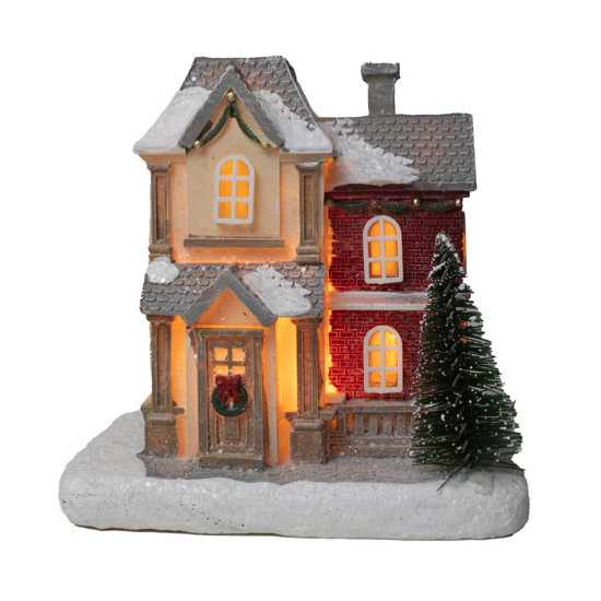 Imagem CASA NATALINA DECORATIVA COLORIDA EM RESINA COM LED 11X10X7 CM