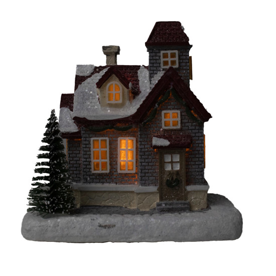Imagem CASA NATALINA DECORATIVA COLORIDA EM RESINA COM LED 11X10X7 CM